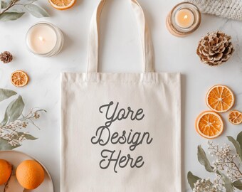 Mockup canvas draagtas, natuurlijk model, gestileerde stockfoto (digitale png-afbeelding)