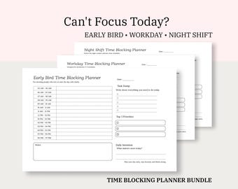Time Blocking Planner, Daily Schedule Worksheet, Hourly Planner (Digital Download)
