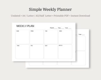 Focus Weekly Planner Printable PDF | Distraction-Free Minimal Planning for Productivity