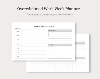 Overwhelmed Work Week Planner | Weekly Reset System