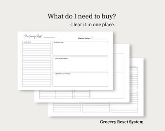 Grocery Planner Printable, Shopping List PDF, 3 Page Food Planning Template