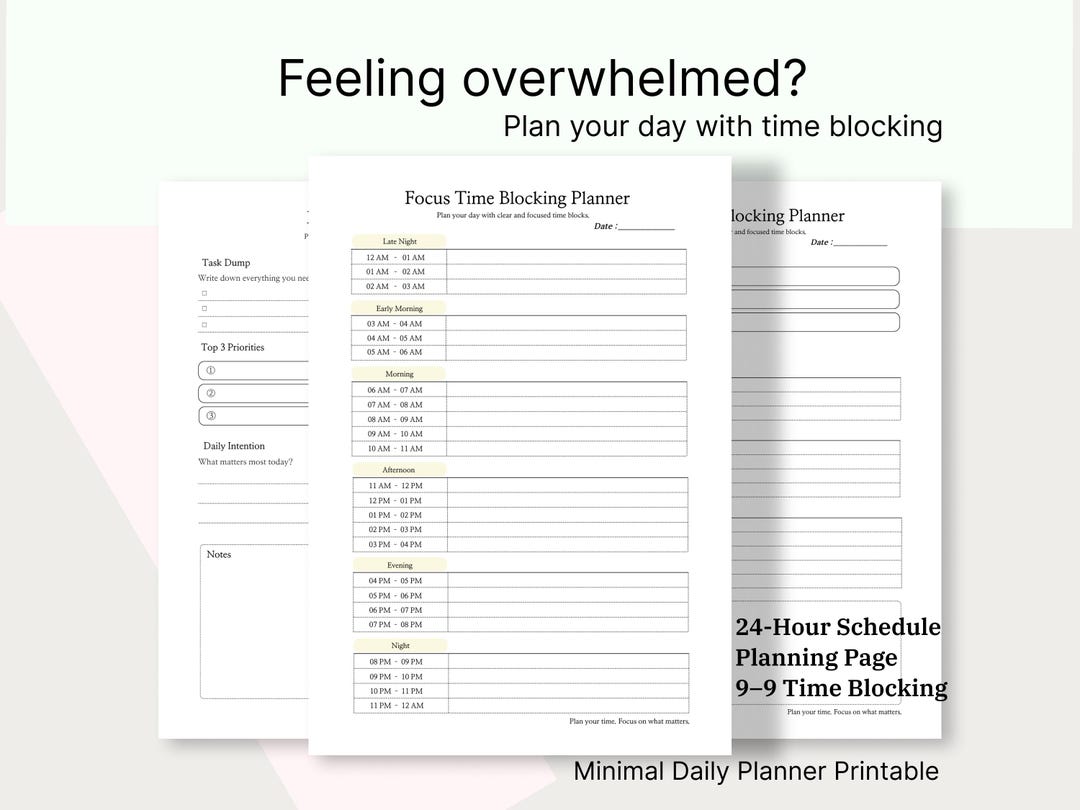 Time Blocking Planner PDF, Daily Schedule Worksheet, Hourly Planner ...