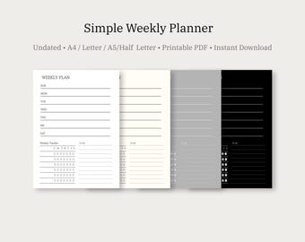 Simple Digital Weekly Planner for iPad & GoodNotes | Minimal Printable PDF
