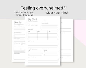 Overwhelmed Planner, Brain Dump Printable, ADHD Planner PDF, Focus Worksheet