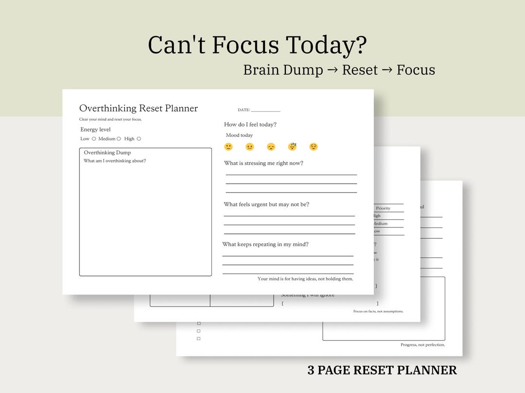 Over Thinking Worksheet.pdf Overthinking Worksheet, Brain Dump Printable, ADHD Planner PDF, Focus ...