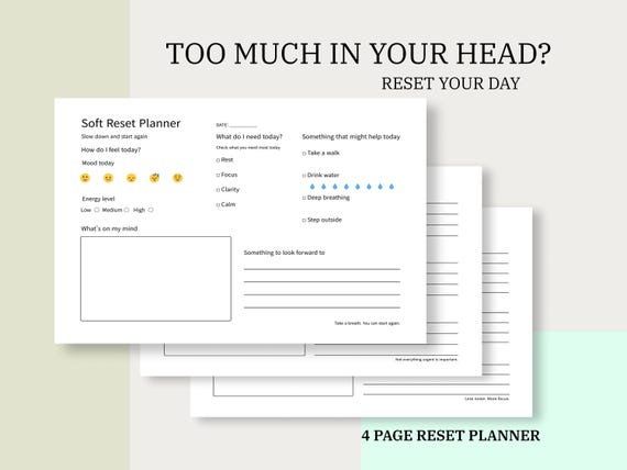 Soft Reset Planner | Mental Reset & Brain Dump Printable
