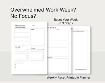 Weekly Planner PDF, Brain Dump Worksheet, ADHD Weekly Planning Printable