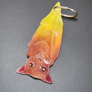 Adorable Flame Effect Resin Bat Keychain