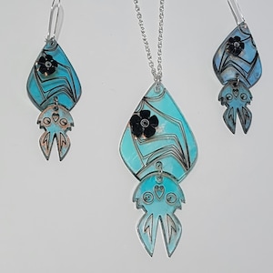 Color Changing Acrylic Bat Earring and Necklace Set