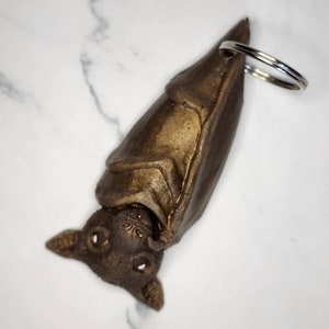 Adorable Bronze Color Resin Bat Keychain