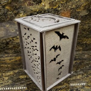 Dark Grey or Black Acrylic Wash Wooden Bat Lantern