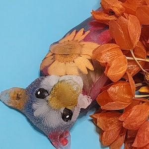 Adorable Floral Resin Bat Keychain