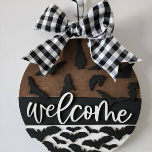 Welcome Bats Door or Wall Hanging Art
