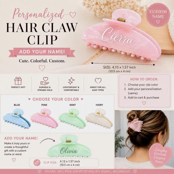 Custom name hair clip