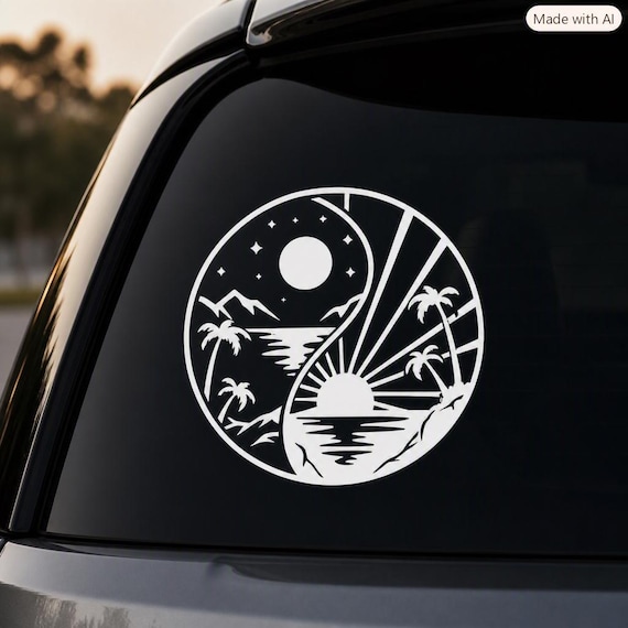 Day and Night sea vinyl sticker