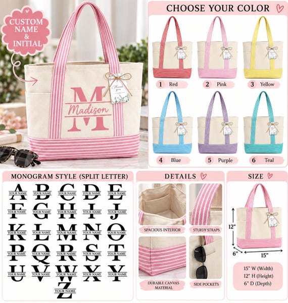 Custom Mini Canvas Tote Bags with Pocket