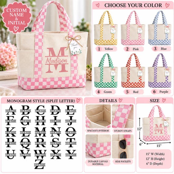 custom Checkered tote bag