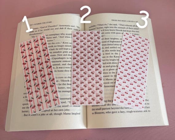 Pink Cherry Pattern Bookmark – Reading Accessory