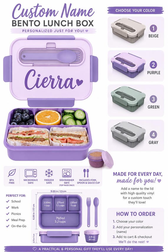 Custom name bento lunch box