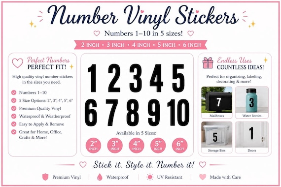 Number vinyl sticker
