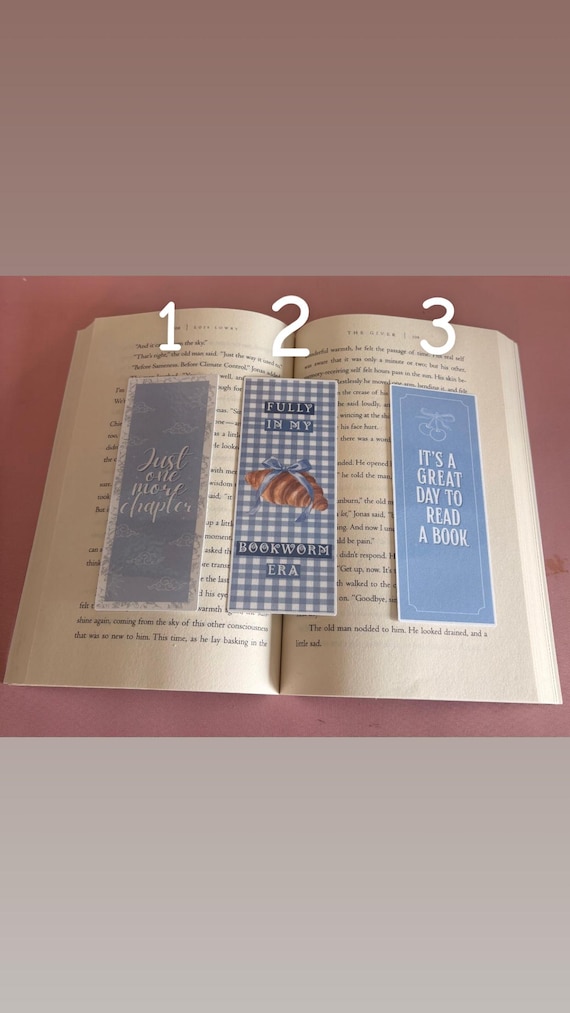 Blue Bookmarks: "Just One More Chapter", "Fully in My Bookworm Era", "Day to Read"