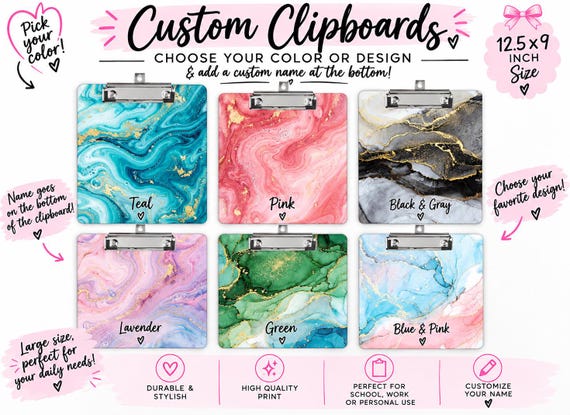 Custom Clipboard with Name, Personalized Office Supplies