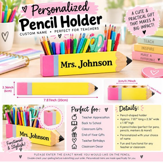 Pencil holder customer name