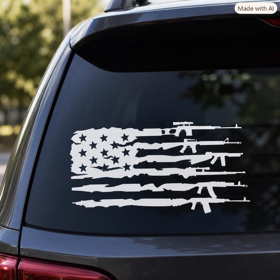 gun American flag vinyl sticker