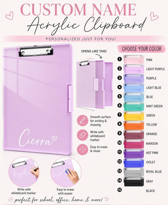 Custom name Acrylic clipboard