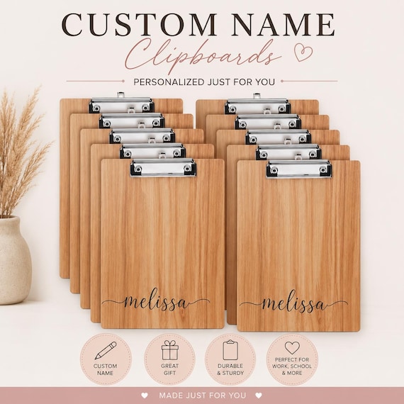 Custom "Name" wood clipboard