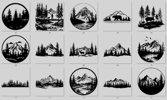 Mountain Forest Landscape Decal – Multiple Colors, Sizes Available