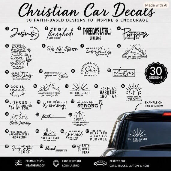 Christian Vinyl Decal, Removable Faith Sticker in 5 Heights