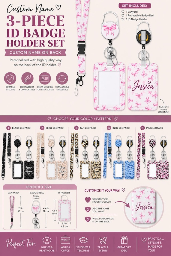 3 piece ID badge holder set