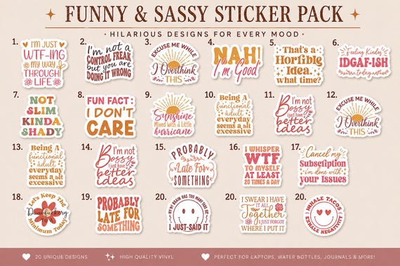 Pack 20 Funny/ Sassy sticker