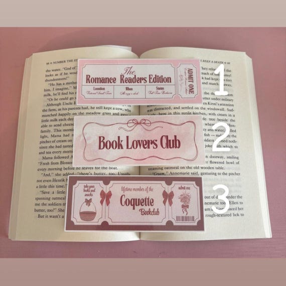 Pink Bookmark for Book Lovers Club, Romance Readers Edition