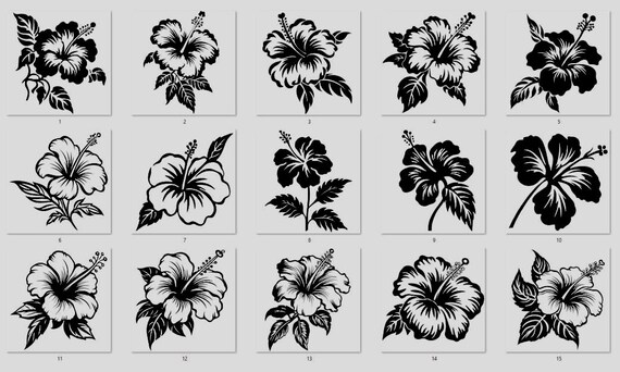Hawaii Hibiscus Flower Stencils, Multiple Colors Sizes