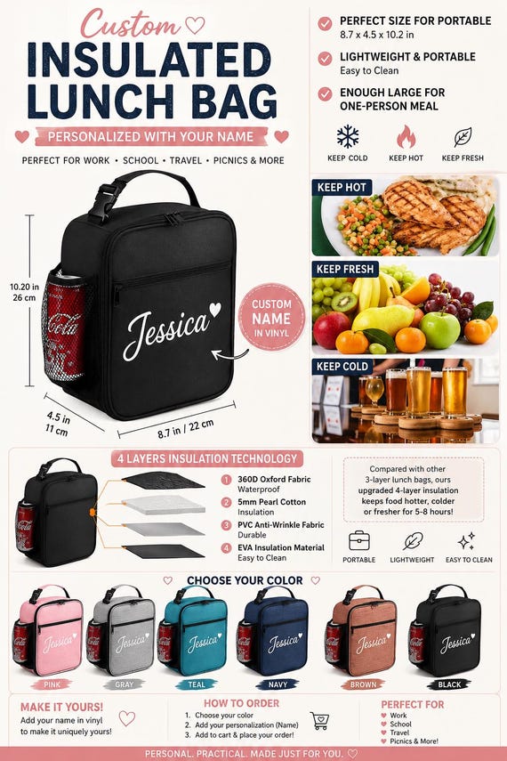 Custom insulated Lunch bag