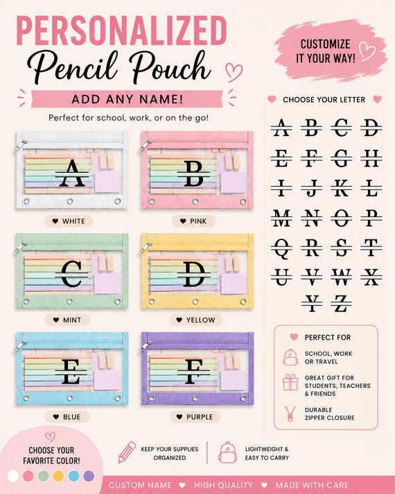 Personalized pencil pouch