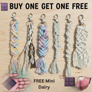 Buy 1 macrame Keychain Get  1 FREE Chocolate Bar shape diary with affordable