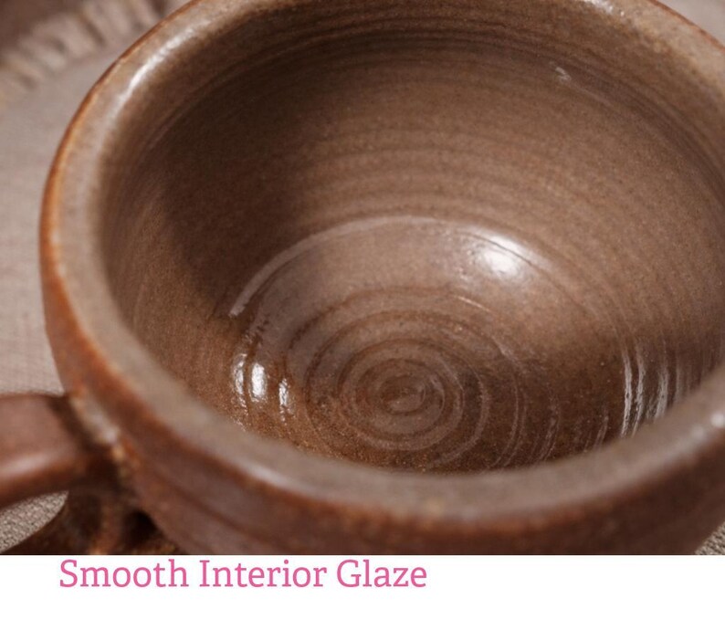 Handmade Rustic Stoneware Clay Mug, Tree Bark Design, Shino High Fire Glaze, Wheel-Thrown Artisan image 12