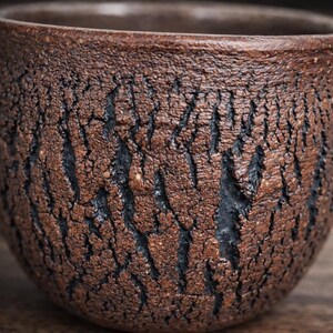 Handmade Rustic Stoneware Clay Mug, Tree Bark Design, Shino High Fire Glaze, Wheel-Thrown Artisan image 9