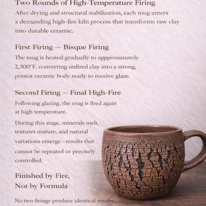 Handmade Rustic Stoneware Clay Mug, Tree Bark Design, Shino High Fire Glaze, Wheel-Thrown Artisan image 7