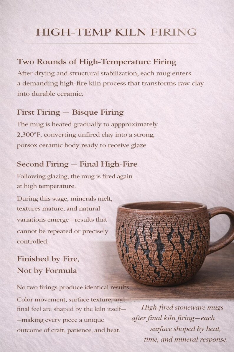 Handmade Rustic Stoneware Clay Mug, Tree Bark Design, Shino High Fire Glaze, Wheel-Thrown Artisan image 7