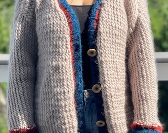 Chunky Knit Cardigan Pattern: Oversized Wool Sweater (PDF Pattern)