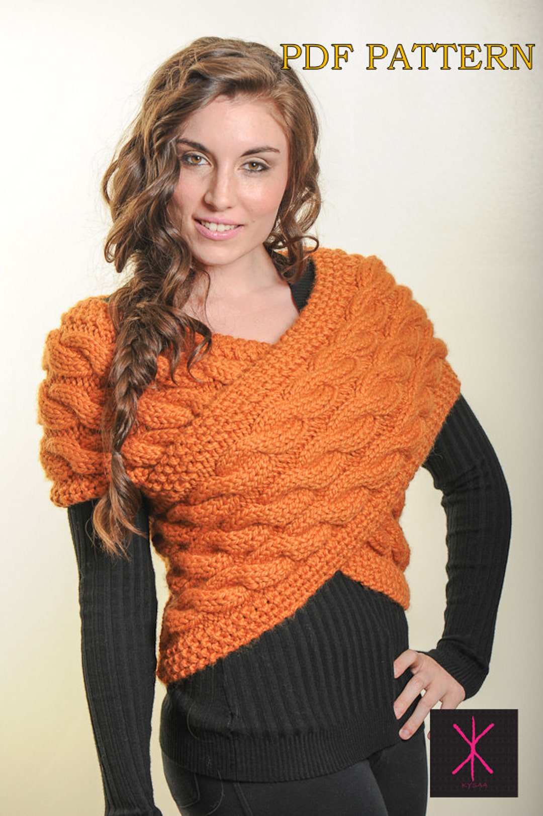 Knitting Pattern Handknit Designer Sweater Vest Wrap PDF Pattern Chunky ...