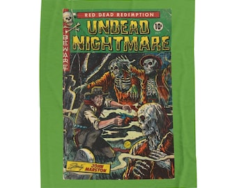 May include: A green rectangular graphic featuring a vintage comic book cover. The comic book cover has the title "Undead Nightmare" with a scene of cowboys and zombies. The text "Red Dead Redemption" is at the top.
