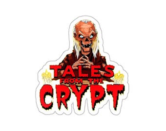 Creature of the Crypt die-cut sticker | horror skull logo, spooky retro