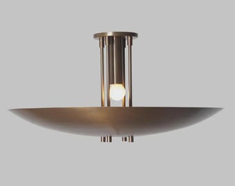Brass Sputnik Chandelier, Semi Flush Mount Ceiling Light, Modern Fixture