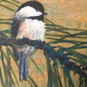 Chickadee Art - Chickadee Set 7 Bird 1, 7X5 inch double matted inkjet print by K. McDermott, bird art, chickadee art, fine art print