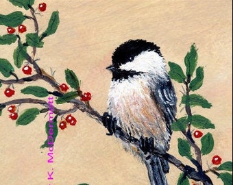 Chickadee Art. - Chickadee Detail Print from Set 13, Bird 2 - Brushstroke Enhanced